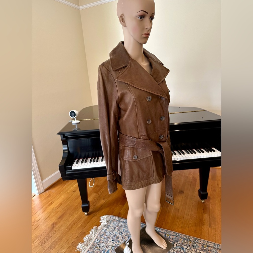 NWT Luxury Minimalist Premium Banana Republic Leather Double Breasted Jacket - Picture 6 of 17